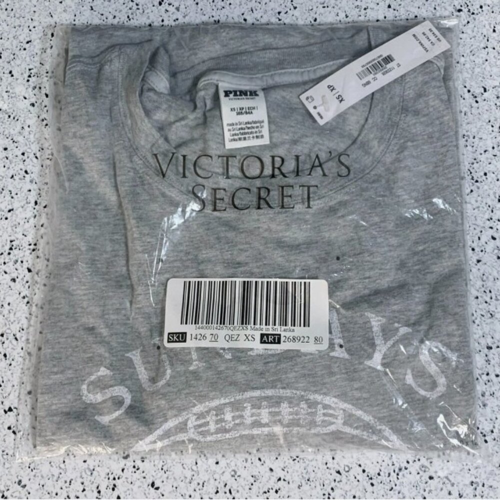 Victoria's Secret PINK Campus Cotton Tee Oversized Short-Sleeve T-Shirt FOOTBALL